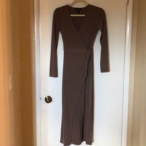 Tan wrap dress